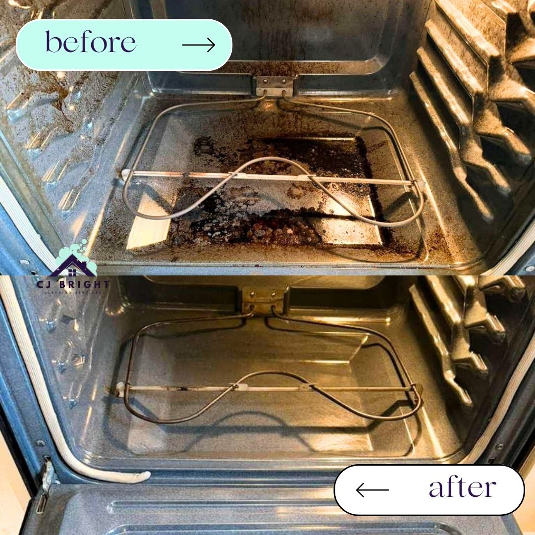 Oven deep clean — before and after cleaning by CJ Bright Cleaning Service