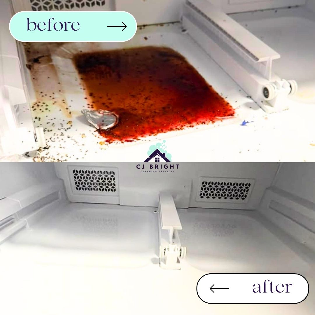 Fridge deep clean — before and after cleaning by CJ Bright Cleaning Service