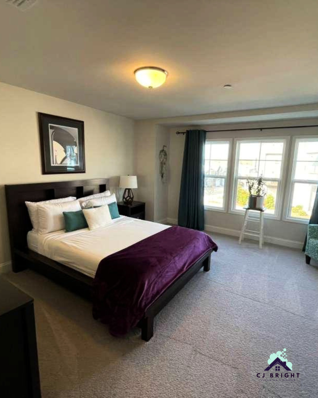 Bedroom cleaned by CJ Bright Cleaning Service